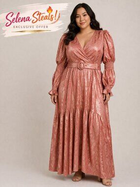 Selena Steal!: RoseVelvet Textured Satin Maxi Dress Size 1X NWT